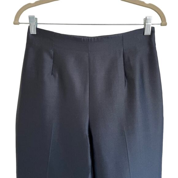 Dana Buchman 100% Silk Navy Blue Flat Front High Waisted Tapered Ankle Pants 4 - Picture 3 of 13